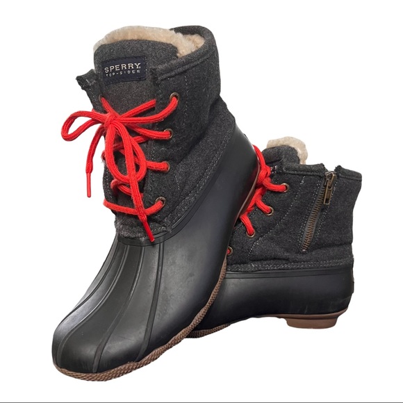 Sperry Charcoal and Crimson Winter Boots - Picture 7 of 9